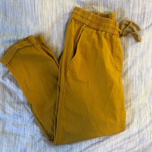 Mustard yellow linen pants by J. Crew